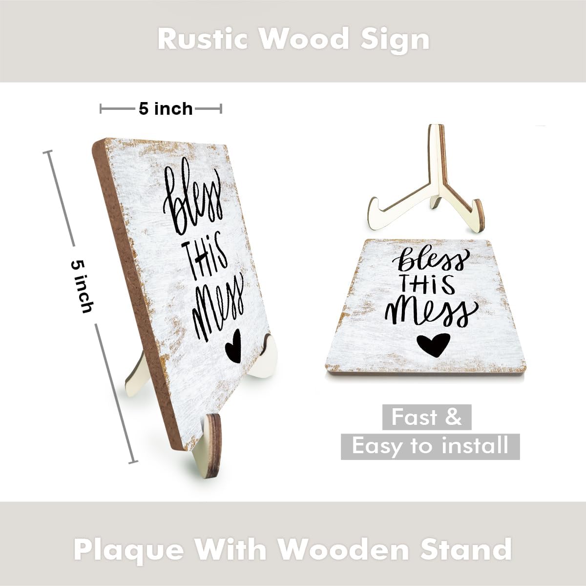 Inspirational Wood Sign Rustic Desk Decor Home Bathroom Office Decor Work Table Desk Accessories Decorative Christian Religious Bible Verse Faith Decorations Office Supplies for Desk Cubicle Decor