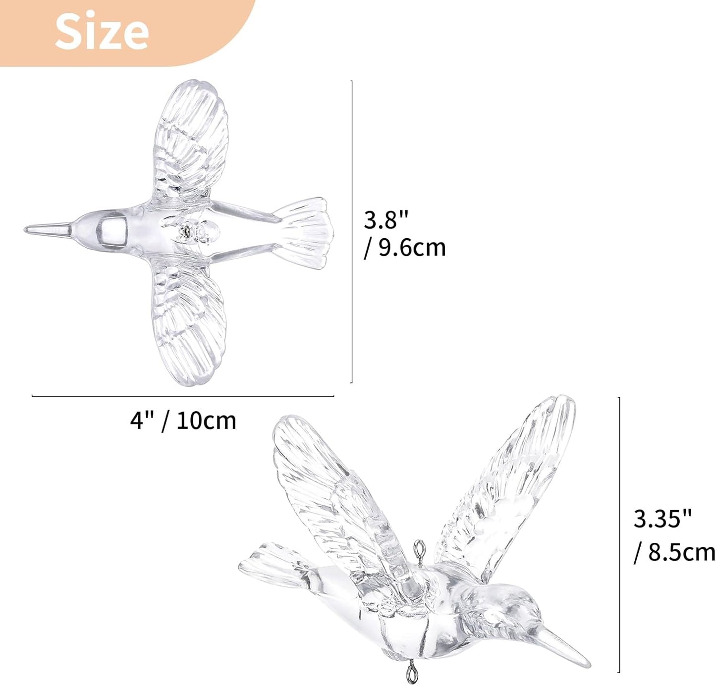 NUPTIO Crystal Ceiling Hanging Ornaments: 30 Pcs Acrylic Flying Birds for Wedding Party Window Garden Bedroom Outdoor Birthday - Christmas Tree Decorations with Transparent Line