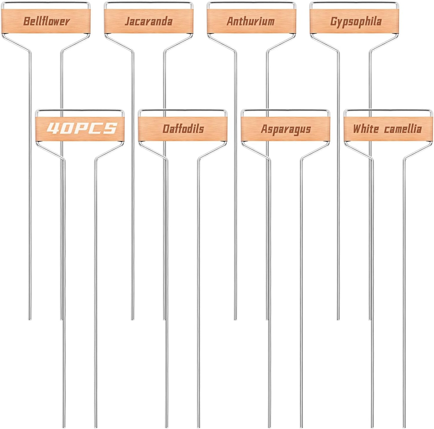 40Pack 10Inch Metal Plant Labels, Garden Plant Tags, Copper Garden Planting Markers for Seed Potted Herbs Flowers Vegetables (30 x 6.5 cm) - Weatherproof