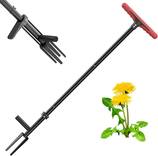 FLORA GUARD Weed Pulling Tool Stand-Up Weeder Tool with Long Handle Lawn, Yard, Garden, Dandelion Picker, Weed Remover (red)