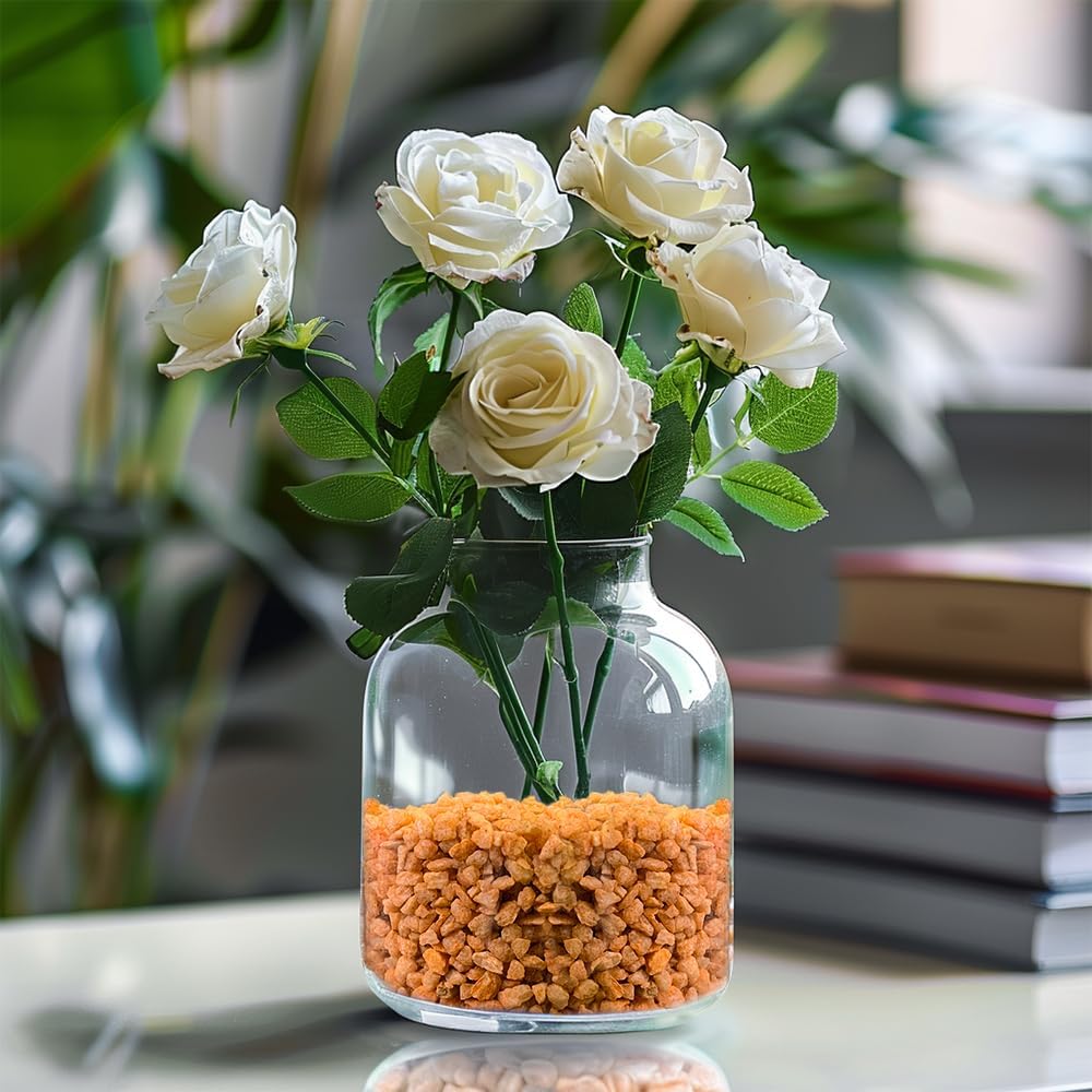 HappyFiller Fall Decoration 14 OZ Orange 2-5mm Gravels Decorative Succulent Soil Cover Small Stones Topper Dressing,Bonsai Fairy Garden,Harvest Autumn Decor Pebbles