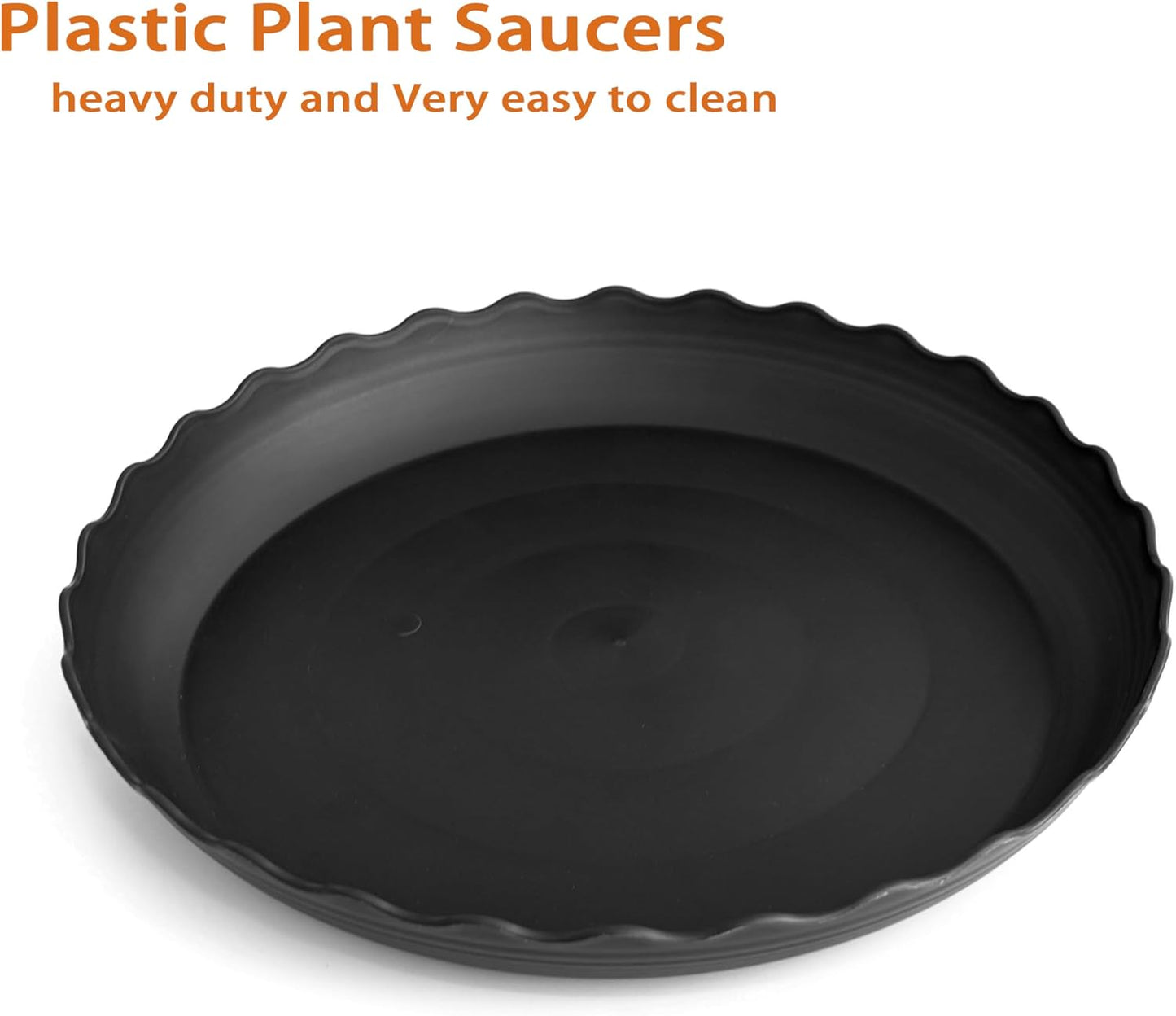 4 Pack of 14 inch Plant Saucer, Plastic Plant Saucer 14 inch, Heavy Duty Plant Tray for Pots, Plant Saucers for Indoors Planter, Garden Water Plate 12"/13"/14" (Black)