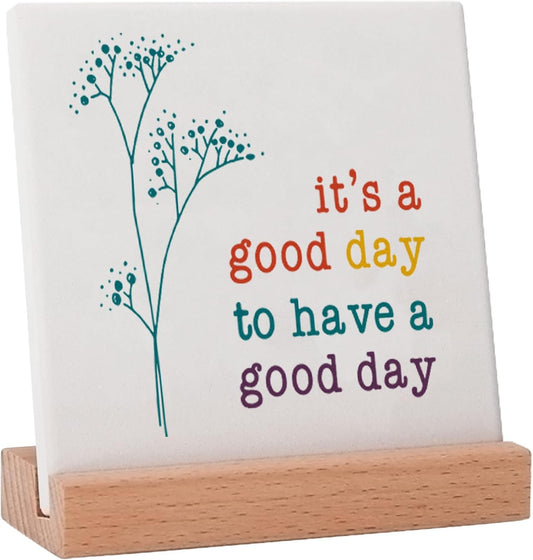 Positive Decor Motivational Gifts for Women, It's a Good Day Sign Inspirational Desk Art Decor, Emotion cheerful Support Mindset Good Vibes Decoration for Home Office