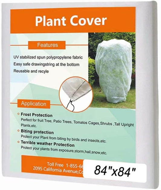 Agfabric Plant Covers Sun Protection with Zipper 1.5oz 84''x84''Shrub Cover Winter Tree Jacket for Freeze Frost Protection & Season Extension