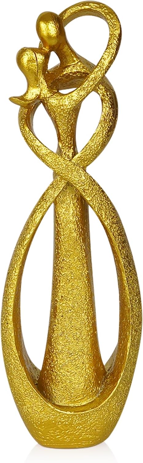 Trycooling Kissing Lovers Statue Abstract Sculpture Resin Statues for Home Decor Modern Home Office Desktop Shelf Bookshelf Decor (Gold)