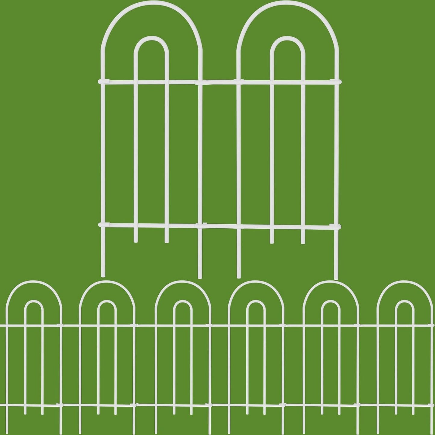 AMAGABELI GARDEN & HOME 14 Panels 32in(H)×20ft(L) Decorative Garden Fences and Borders for Dogs No Dig Rustproof Metal Fence Panel Garden Edging Border Animal Barrier Fencing for Flower Bed Yard White