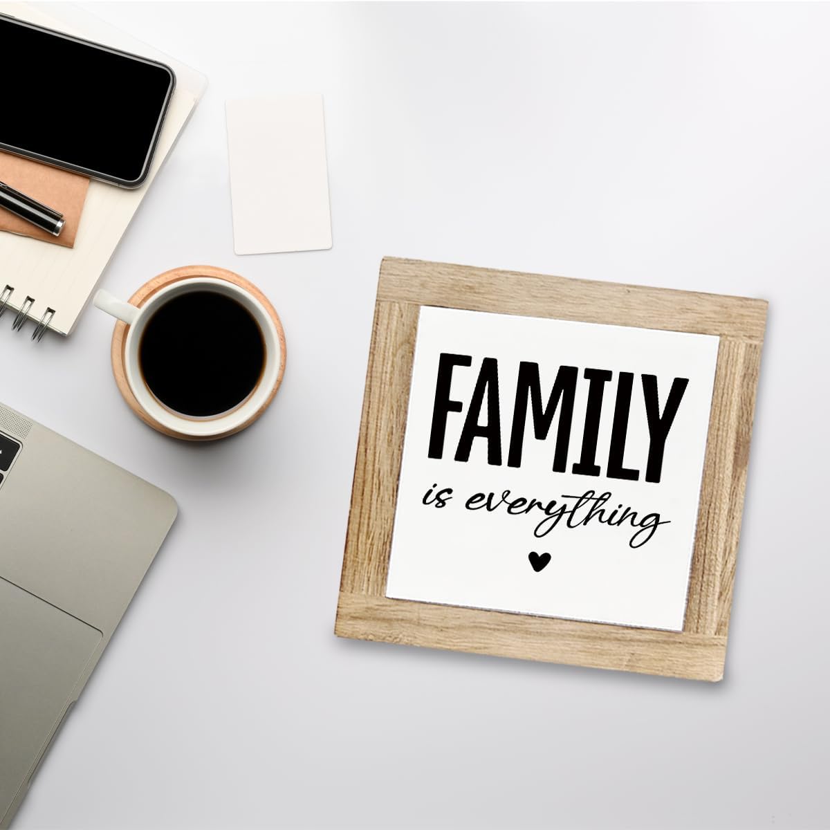 Farmhouse Rustic Tabletop Decor, Family is Everything, Rustic Family Wooden Block Plaque Sign for Home, Wood Plaque Decoration, Inspirational Decorations for Home Office 5.9X5.9X0.7inches