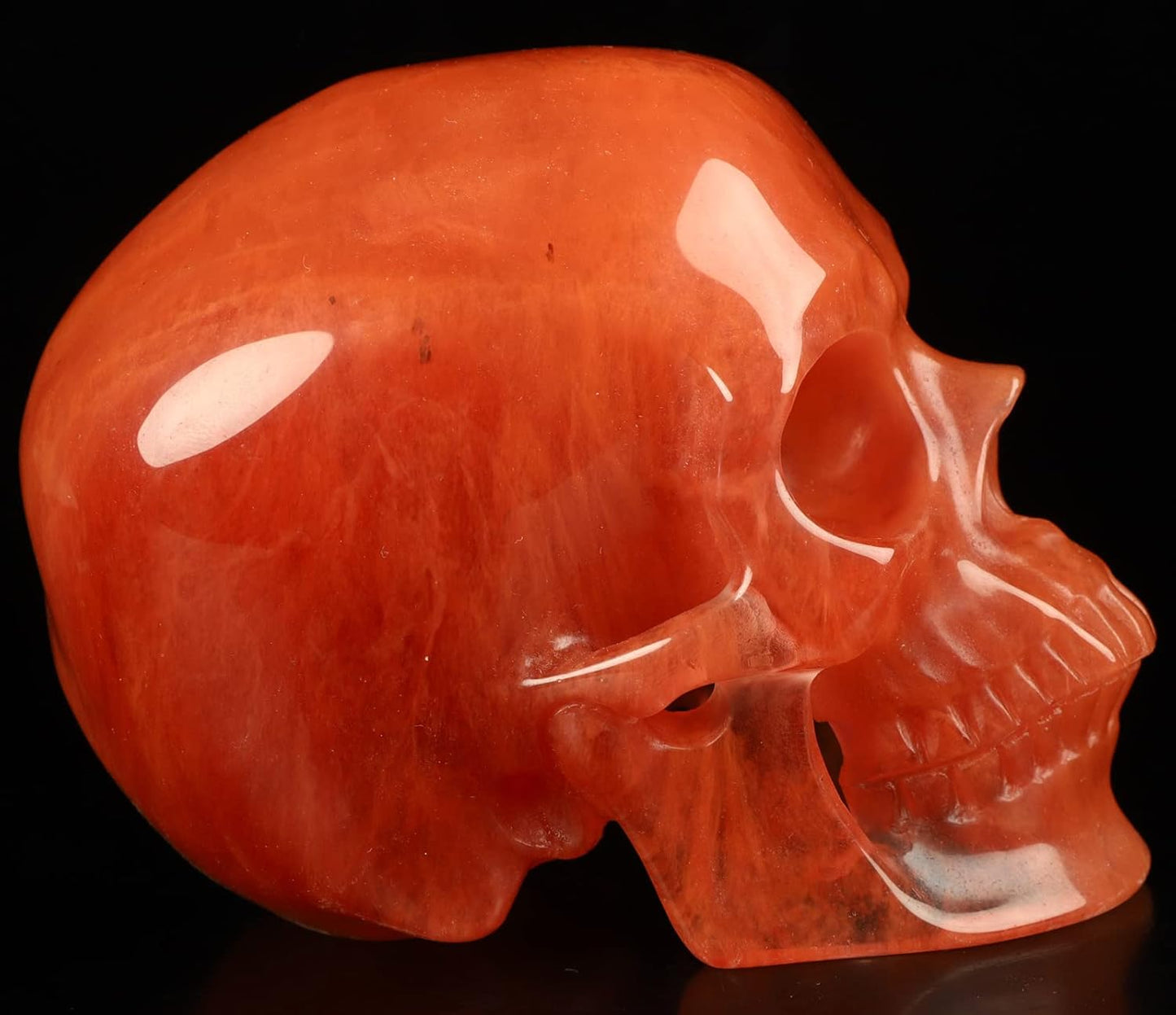 Skullis 5.0" Smelted Quartz Super Realistic Crystal Skull, Hand Carved Gemstone Fine Art Sculpture, Reiki Healing Stone Statue.2025 Z8