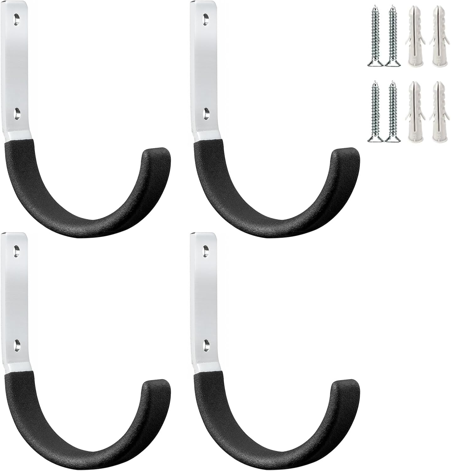 Heavy Duty Steel Garage Hooks,Garage Storage Utility Hooks,Heavy Duty Garage Tool Organizer,Steel Wall Mount Hooks, Hose Hanger, Small Garden U Hooks (Black 4 Pack)