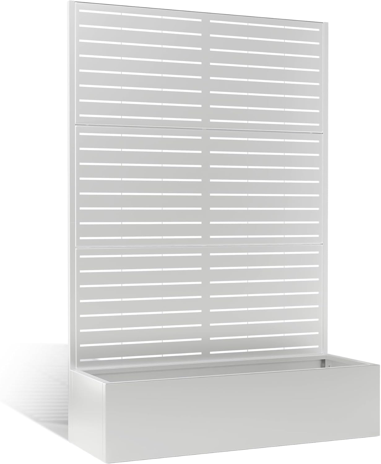 Metal Planter Box with Trellis, Heavy-Duty Raised Garden Bed for Climbing Plants, Drainage Hole, Outdoor Planter Box with Privacy Screen，47''L×16''W×71''H