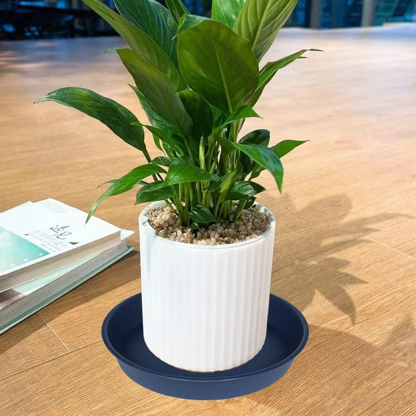 6 Pack Plastic Plant Saucer Planter Water Drip Tray, 4 5 6 7 8 9 10 11 12 inch, Heavy Sturdy Tray for Indoors Outdoor Plants, Flower Pot Saucers for Pots Base (4", Blue)