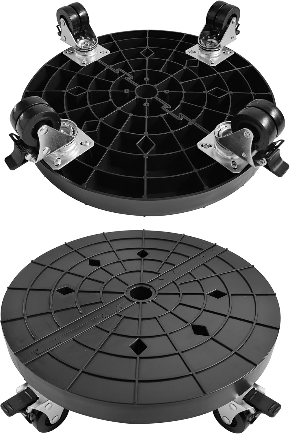 14 Inch Plant Caddy with Wheels Outdoor Indoor, Rolling Plant Stand for 400lb Heavy Duty Flower Pots, Round Plant Rollers Lockable Potted Planter Dolly, Black