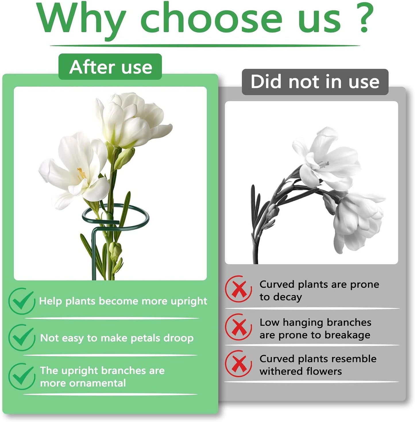 Huakaile 4 Packs Adjustable 23.6" Plant Stakes and Supports with 30 Pieces 9" Twist Ties, Green Plant Holder Stick Outdoor Indoor, Metal Flower Support Stakes Rings for Gardens Vegetables (60 cm)