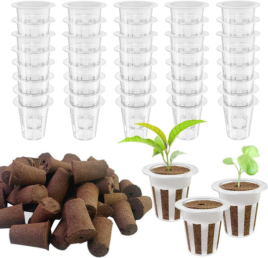 40 Pcs Hydroponic Seeds Grow Sponges Pods Kit,Indoor Hydroponics Growing System Root Plant Basket,Hydroponic Pods Cups Pot and Grow Sponges for Garden Indoor Herb Hydroponic Growing System
