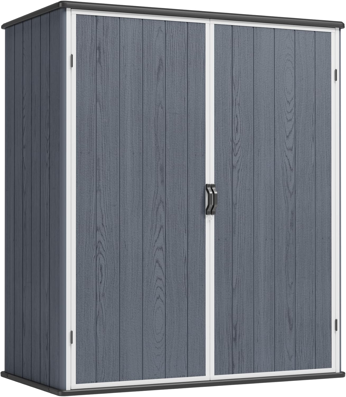Greesum 5×3FT Plastic Outdoor Storage Shed with Floor, Resin Storaged Sheds with Lockable Door, Window & Vent, All-Weather Tool Sheds for Garden, Backyard, Patio, Dark Gray (4.7×2.5FT)