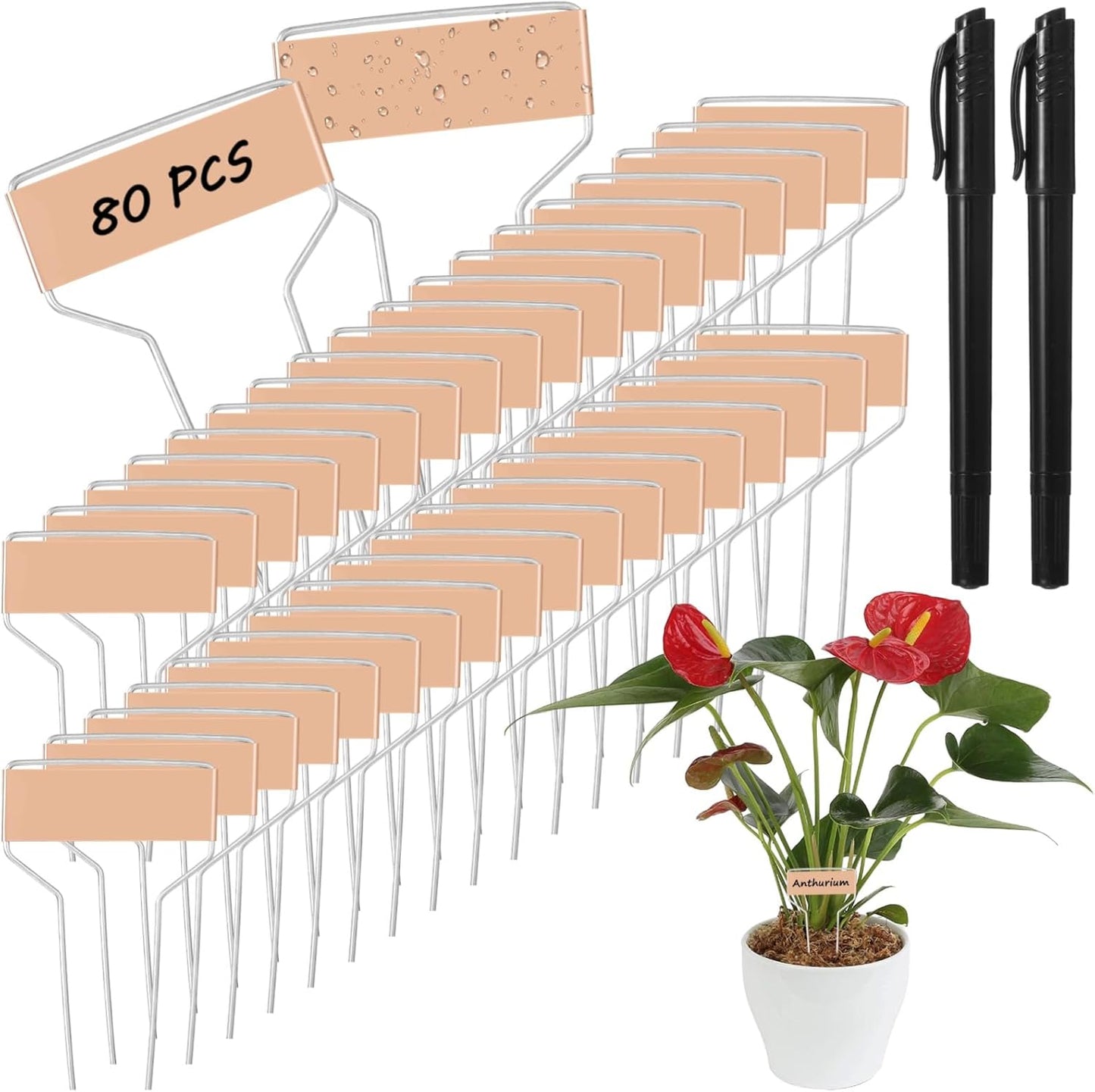 80 PCS Metal Garden Tags Plant Labels for Garden Waterproof Plant Markers with 2 Permanent Pen, High Copper Plate Plant Labels,Coppers Plant Tags for Flowers, Vegetables, Seedlings, Seed (80PCS)