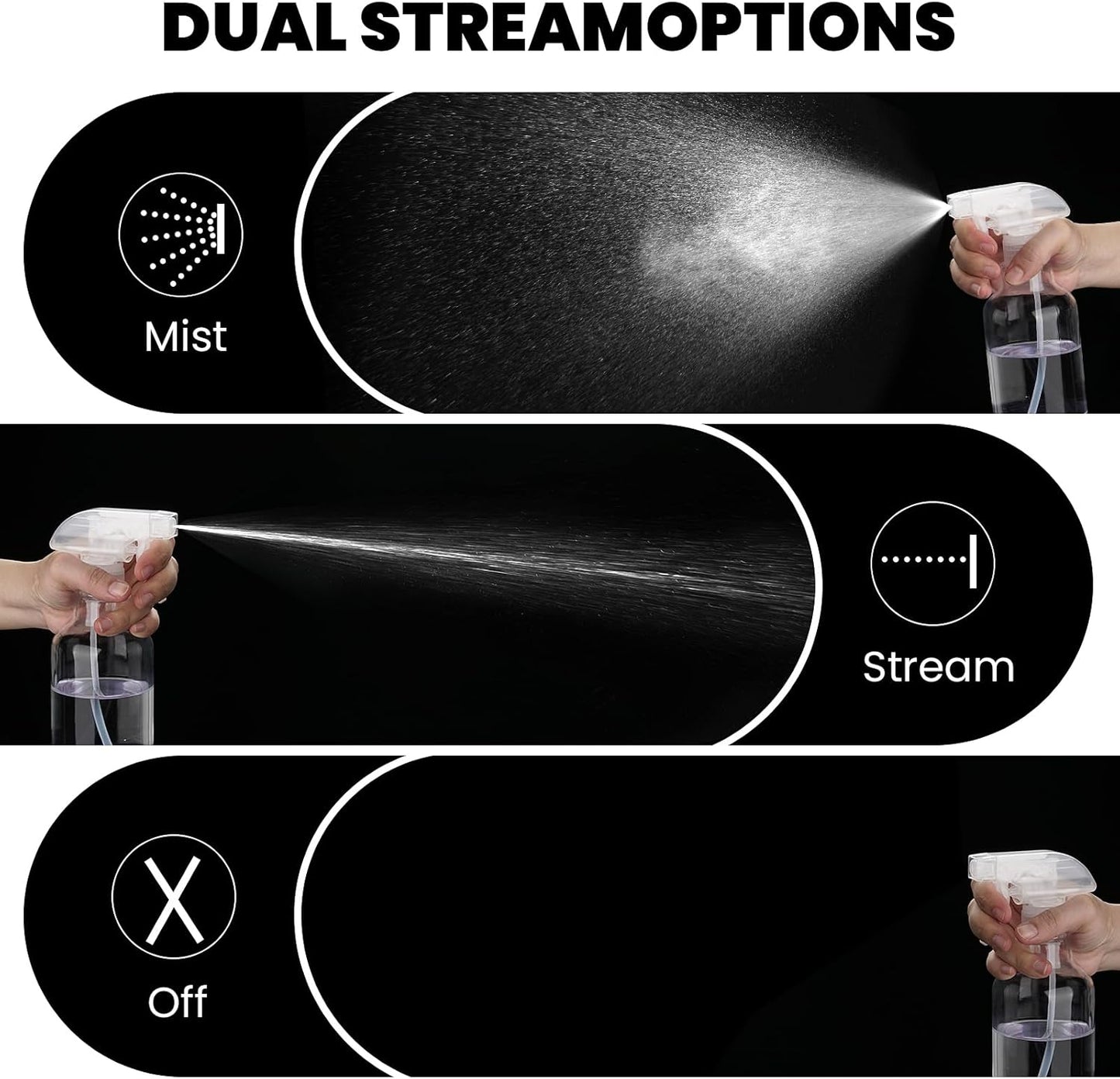 Glass Spray Bottles with Silicone Sleeve, 2 Pack 16.9oz Refillable Containers with Adjustable Spray Nozzles, Empty Spray Bottle for Cleaning Solutions, Hair, Plants (Blue+Grey)