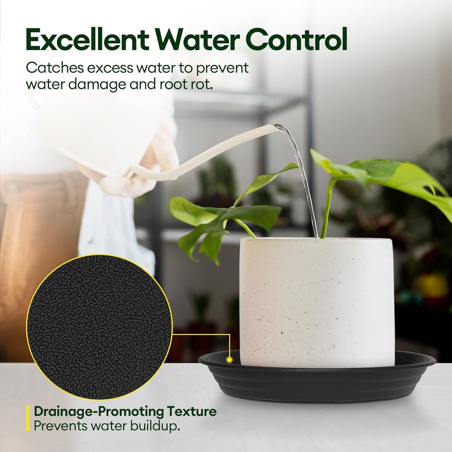 4 Pack Plant Saucer, 8 10 12 inch Plant Saucers for Indoor, Heavy Duty Plastic Plant Trays for pots, Grow Bags, Bird Baths, Flower Drip Trays for Indoor and Outdoor Uses (8", 4 Colors)