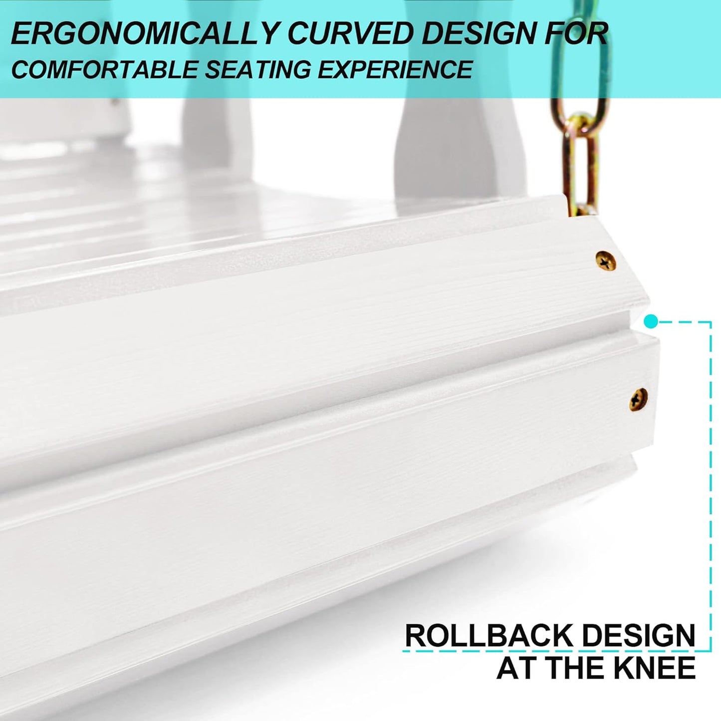 4FT Wooden Porch Swing w/Cupholders,Heavy Duty 800LBS Outdoor Swing Bench w/Chains,Patio Roll Back Swing Chair Bench,Front Porch 2-Person Hanging Bench,for Garden Courtyard Lawn & Balcony