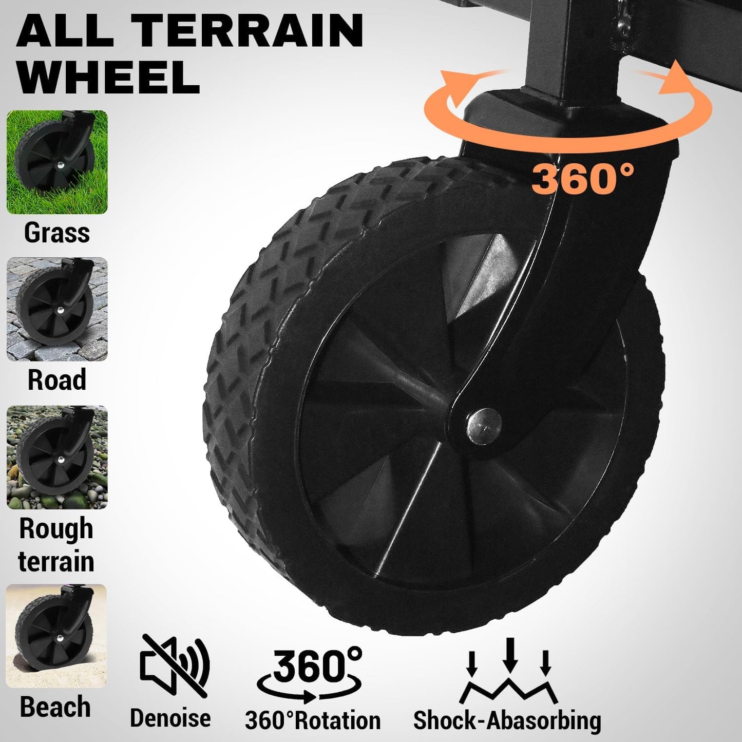 Collapsible Wagon 352LBS Capacity, Foldable Large Carts, Heavy Duty Outdoor Folding Cart with All-Terrain Wheels, Utility Garden Beach Wagon with Storage Bag Black