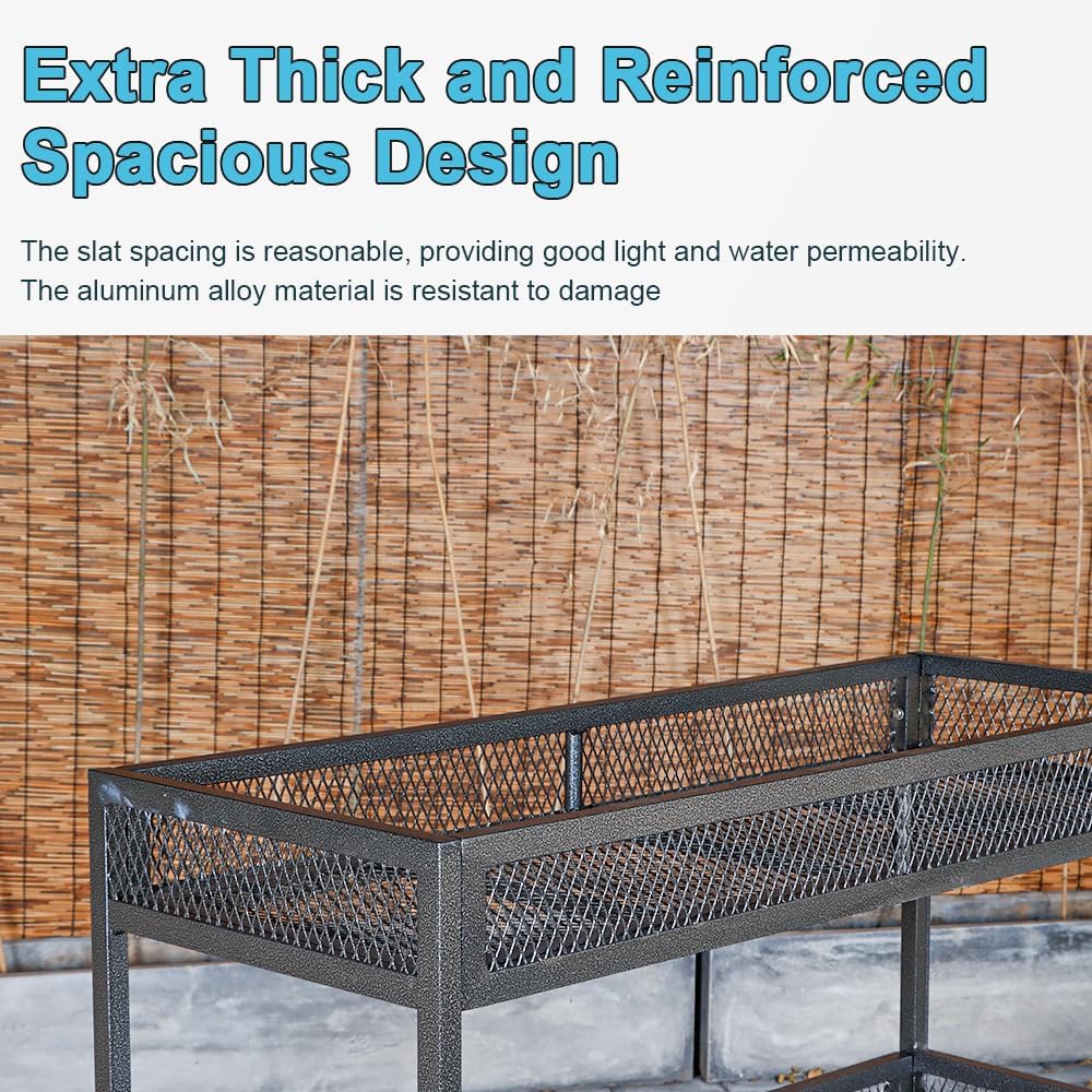 Outdoor Heavy-Duty 3-Tier Moving Garden Cart Sturdy Metal Plant Stand with High-Capacity Load & Rotating Wheels