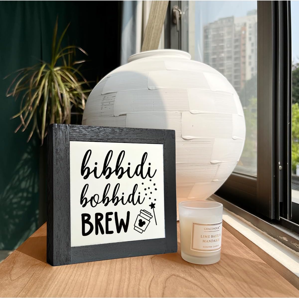 Bippity Boppity Wood Plaque Sign - Rustic Coffee Table & Kitchen Home Decor, 5.95.9in