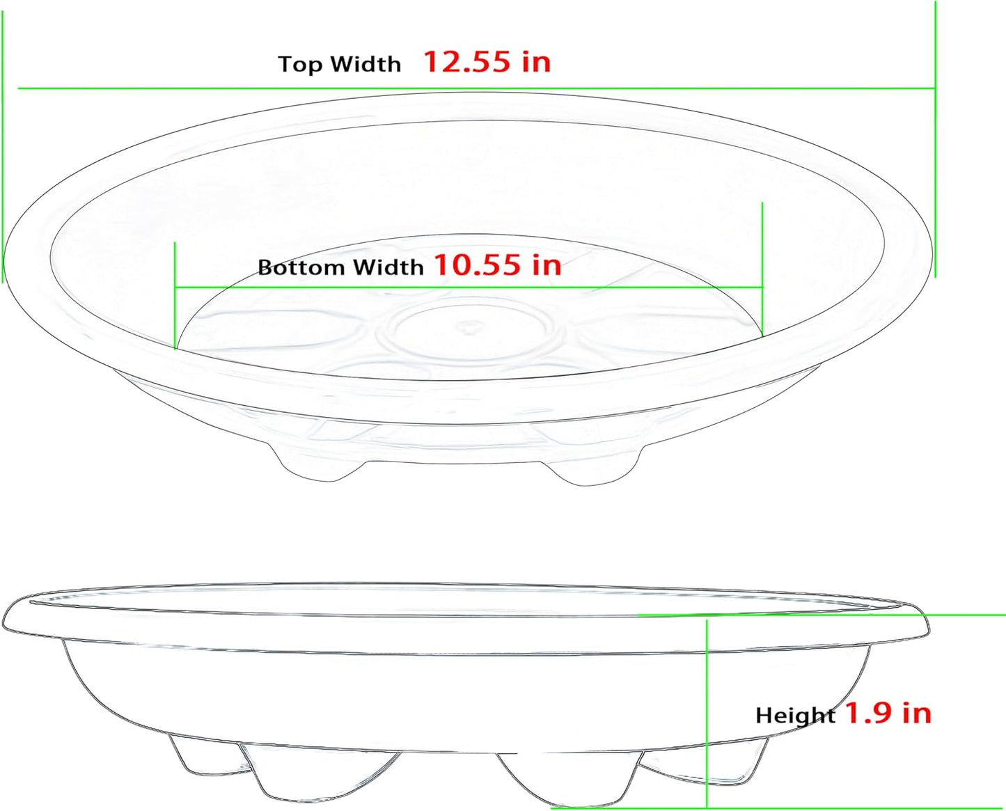 6 Pack of Plant Saucer 12 inch, Plant Trays for Indoors No Holes, Plant Drip Trays for Indoors Outdoor, Plant Water Tray for Planters, Gray
