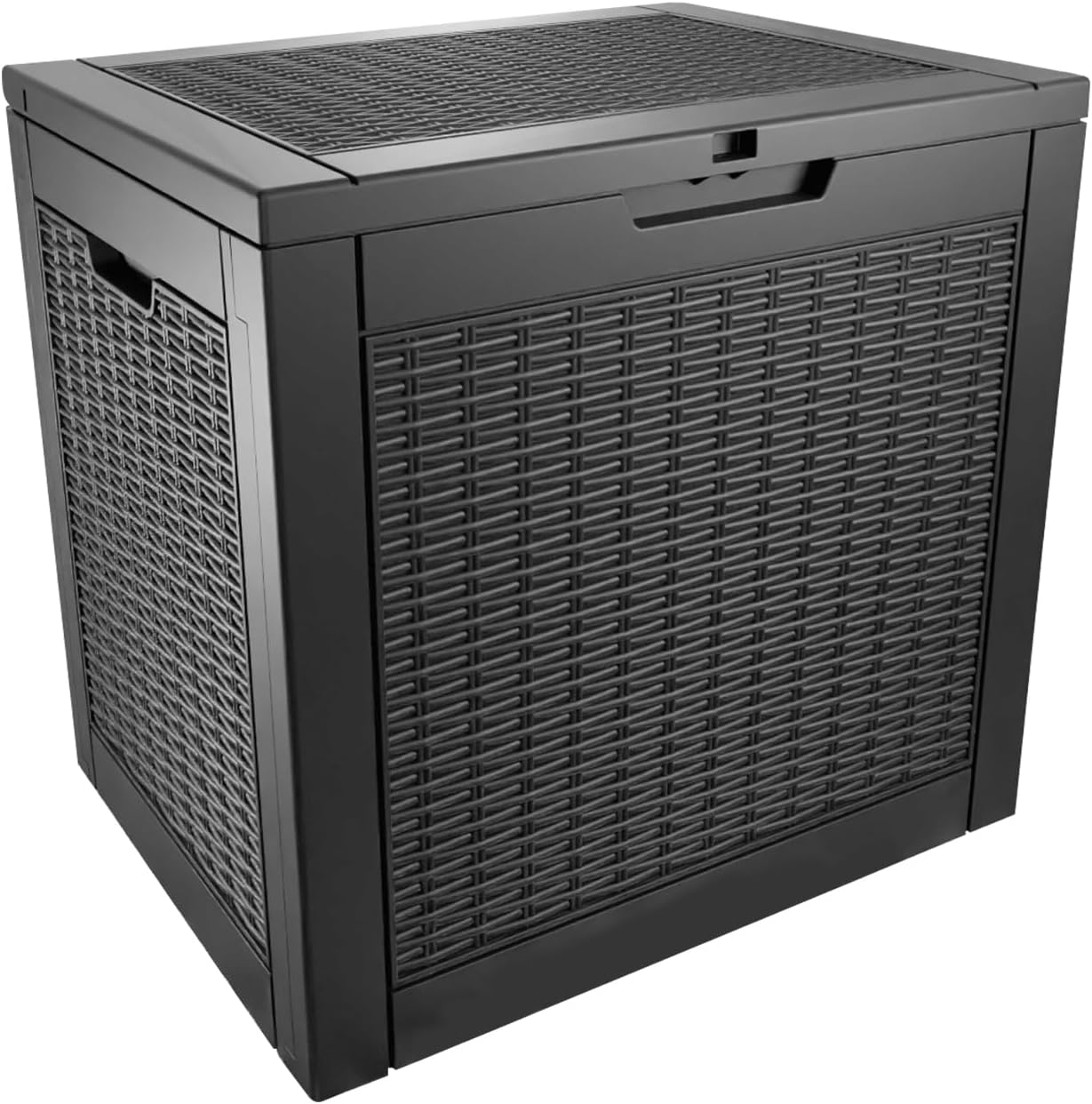 30 Gallon Deck Box, Resin Outdoor Indoor Waterproof Storage Box, Lockable Storage Box With Handle for Patio Furniture - Garden Tools - Swimming Pool Tools UV-Resistant, Black