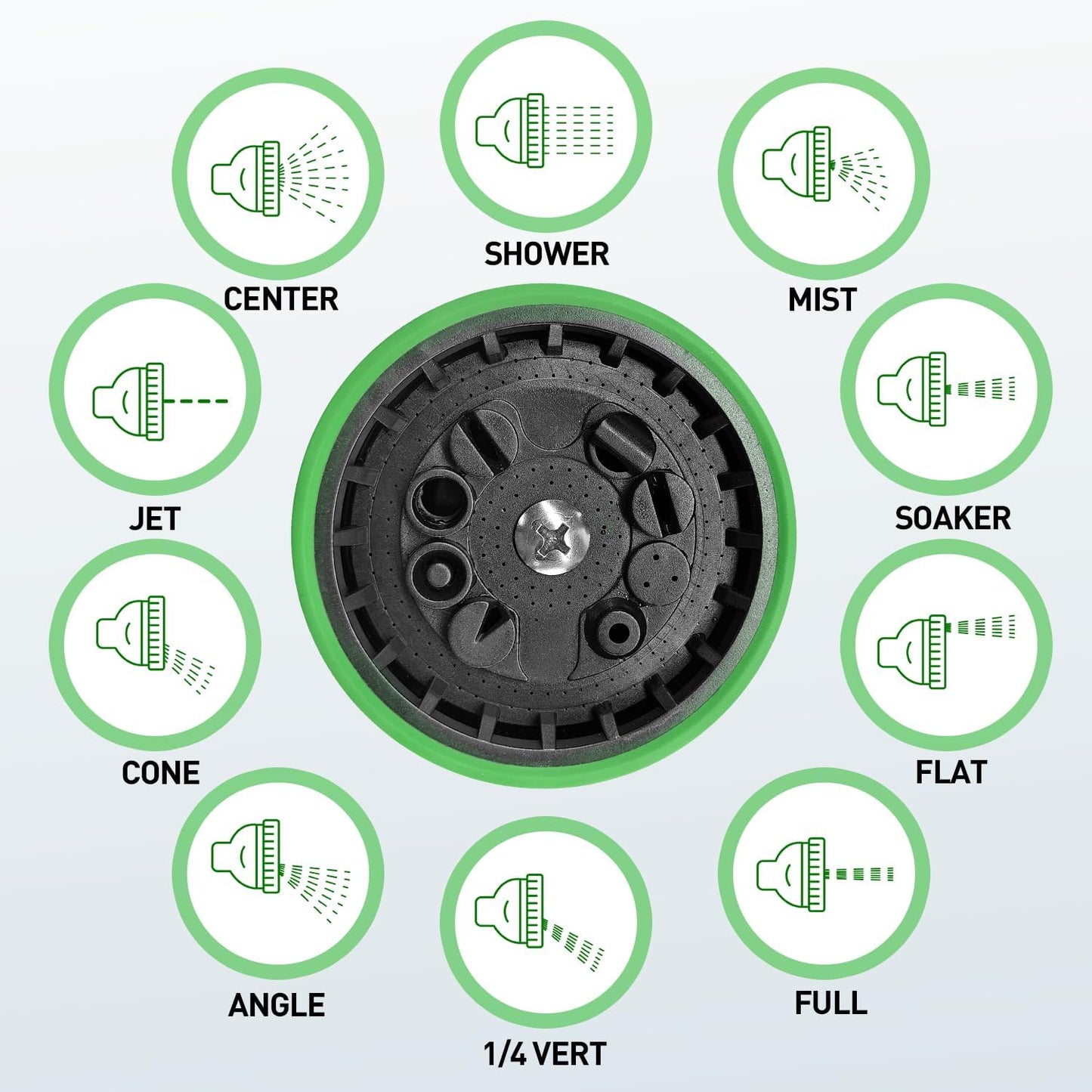 Garden Hose Nozzle Sprayer: 2 Pack 10 Watering Patterns Spray Nozzles Heavy Duty Metal Hose Head Hose Attachment, Thumb Control On Off Valve