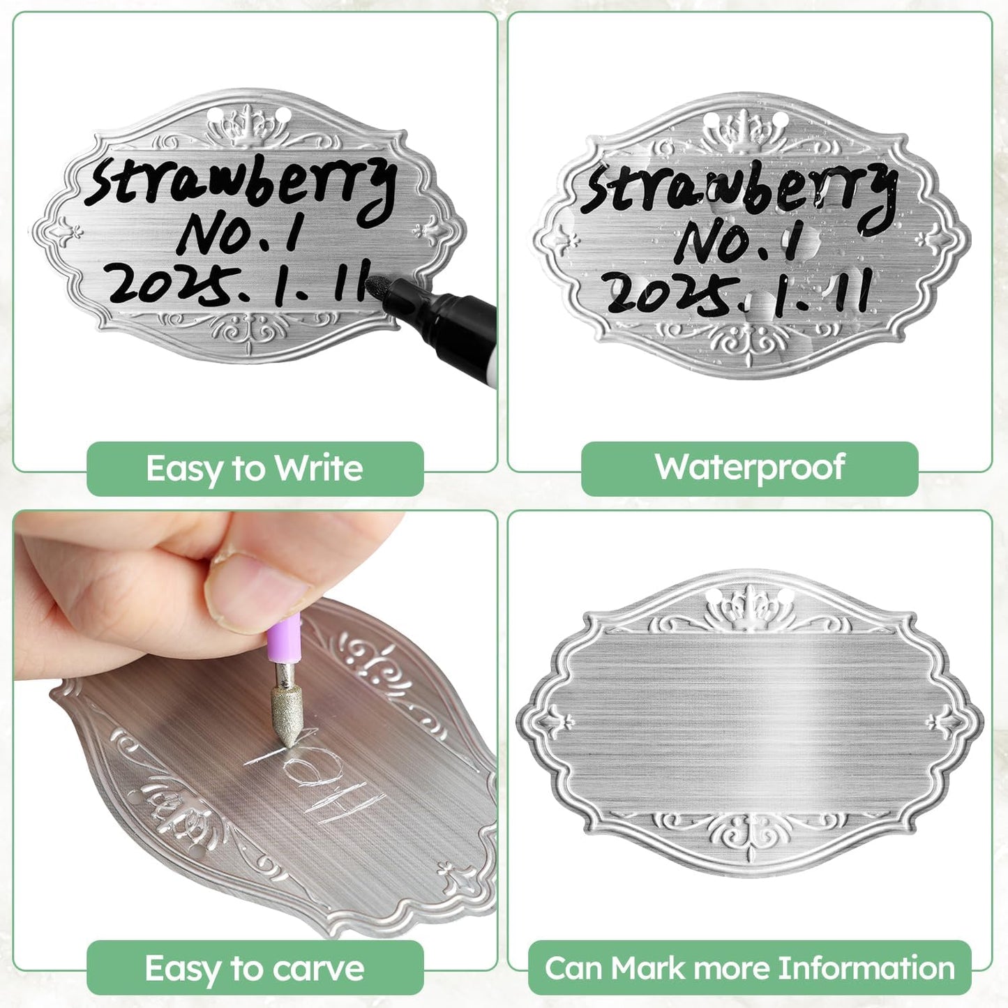 40PCS Plant Labels,Bigger Size Aluminum Metal Plant Tags Plant Label for Outdoor Garden Waterproof,Silvery Plant Name Tags for Tree,Vegetables,Herbs