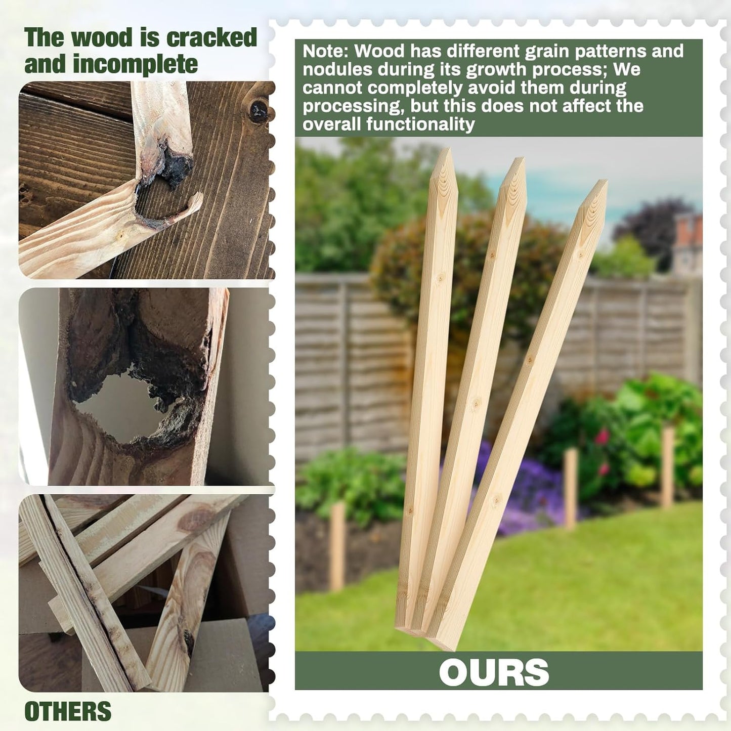 48 Pieces Wooden Garden Stakes 24 Inch Grade and Survey Stakes Wooden Garden and Sign Posts for Plant Support Silt Fence Yard Farm Survey Boundaries Baselines