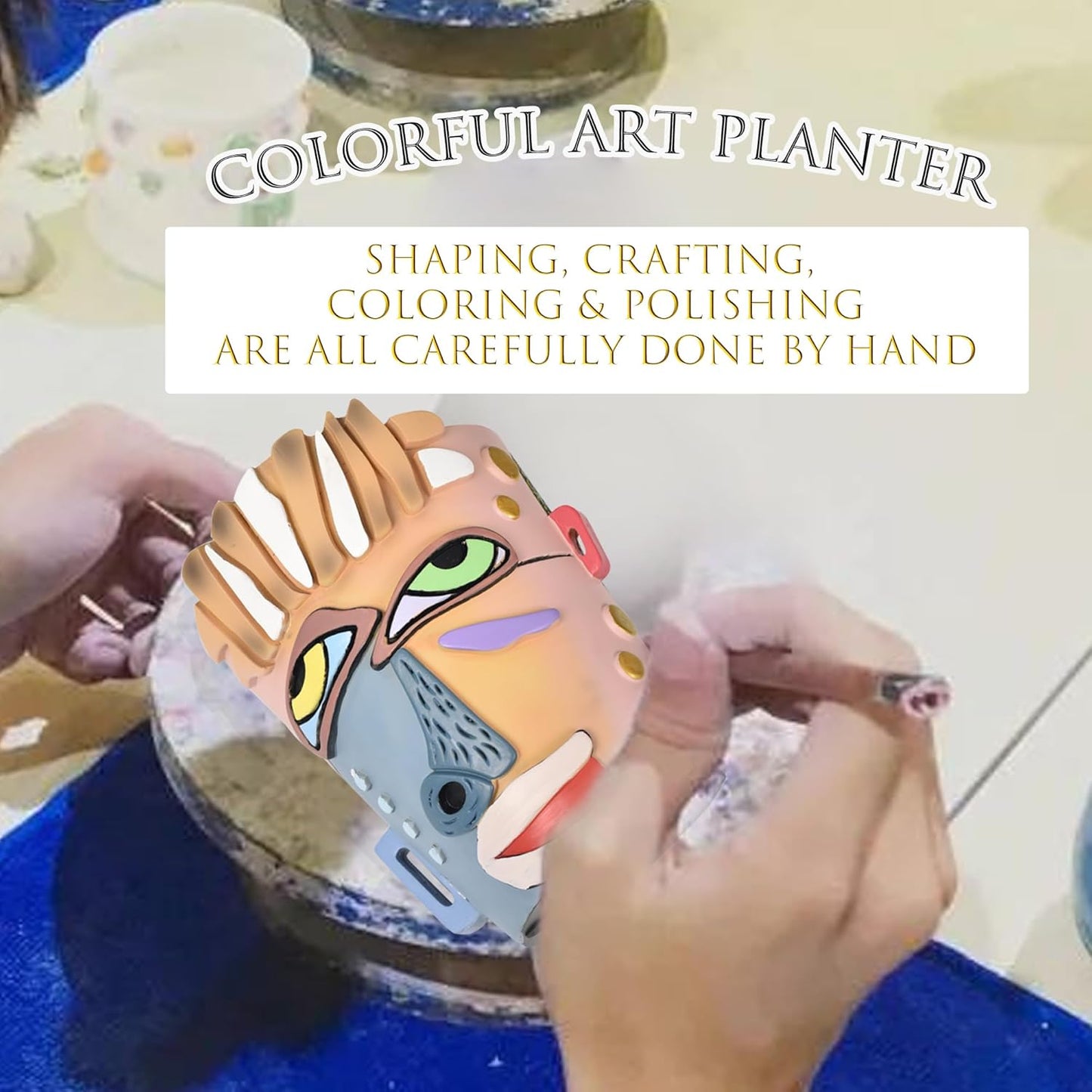 Abstract Face Planters Pots Head,Unique Head Planter for Indoor Plants,Funny Face Flower Pot,Colorful Plant Pots for Outdoor Garden Decor and Home Art Decoration(Modern)