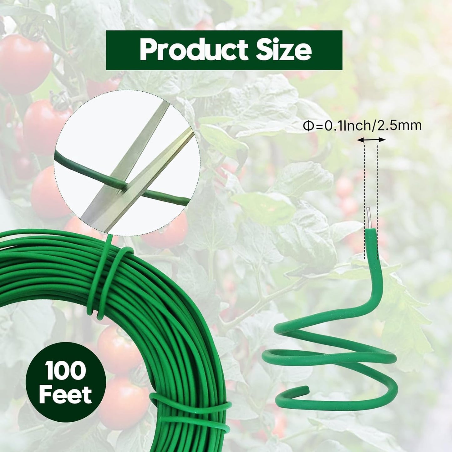 100 Feet Green Soft Plant Tie - 2.5mm Flexible Twist Garden Wire for Climbing Plants, Tomatoes, Bonsai & Office/Home Organizing