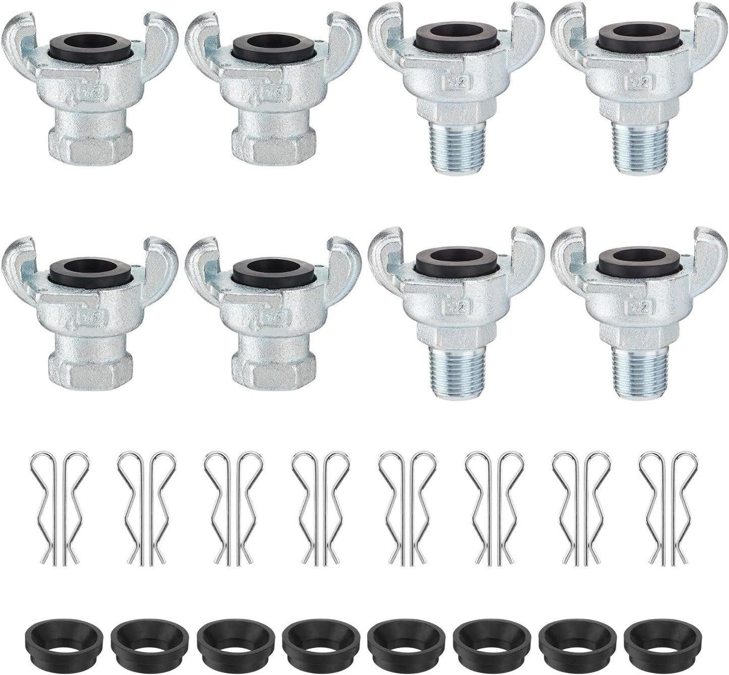 8PCS 1/2'' NPT Iron Air Hose Fitting, Universal Coupling Chicago Fitting 1/2'' for Male End, Female End