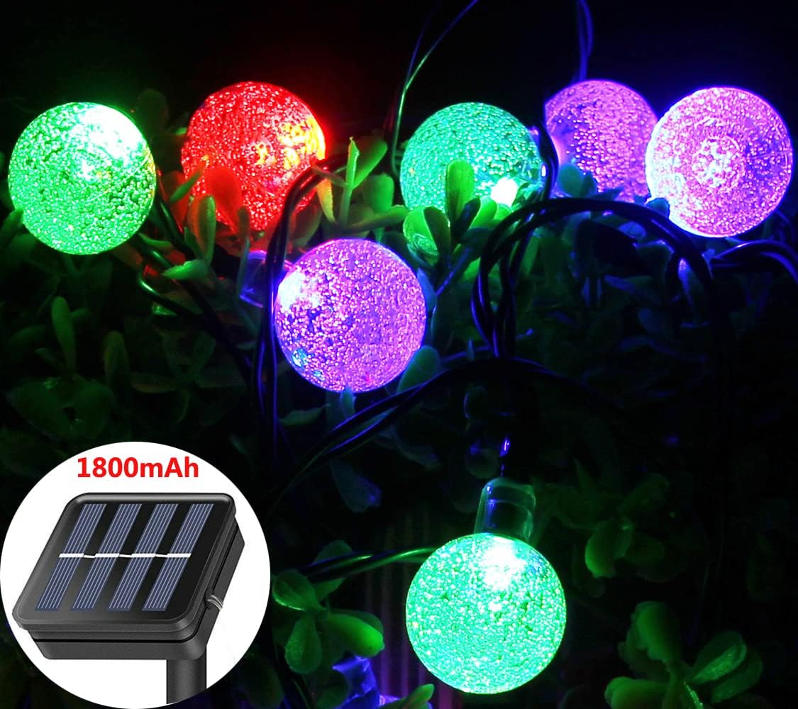 Solar String Lights Outdoor Waterproof, 36FT 60 LEDs 8 Modes Solar Fairy Crystal Globe Christmas String Lights for Holiday Party Gardens Backyard Wedding