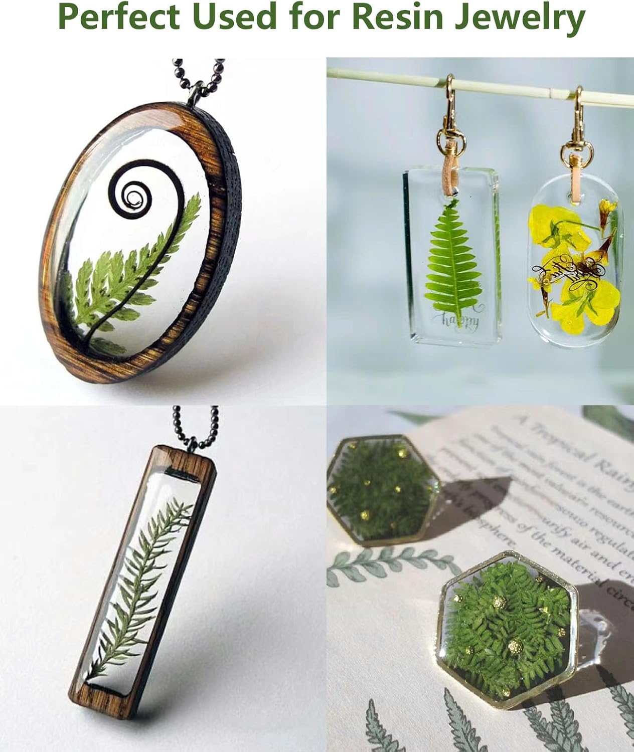 AHTONG 48 PCS Pressed Ferns Large Dried Pressed Leaves, Dried Flowers for Crafs, Resin Molds, Candle Making, Bookmarks(Fern)