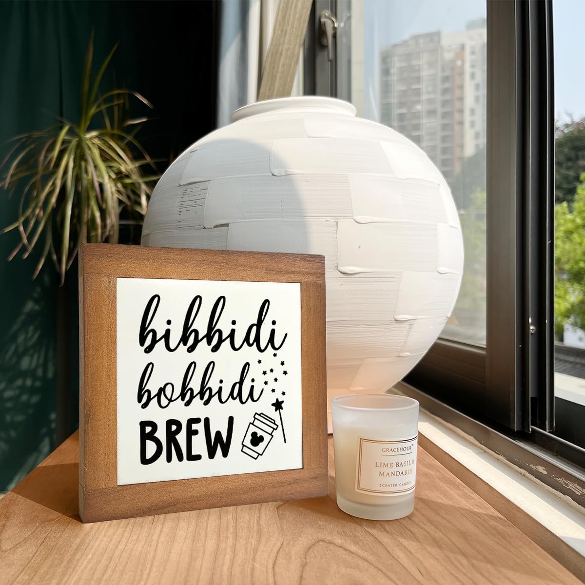 Bippity Boppity Wood Plaque, Rustic Coffee Table Sign, Kitchen Home Decor, Tabletop Decor, Coffee Lover Gift, Disney Lover Gift - 5.9x5.9in