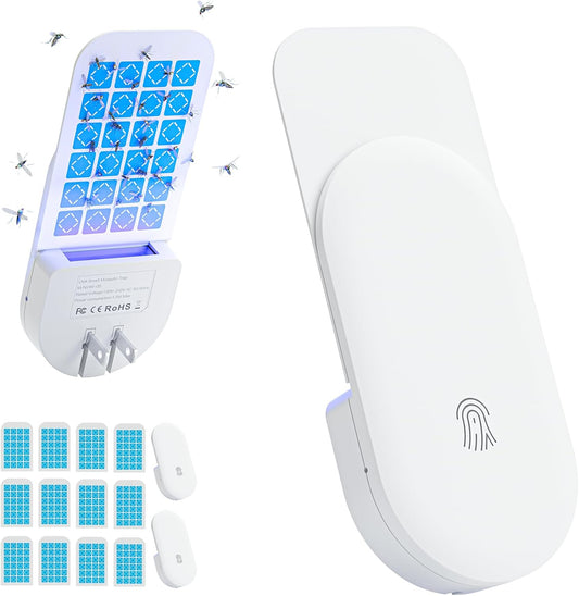 Flying Insect Trap, 2 in 1 Indoor Plug-in Fruit Fly Trap, 2 Trap White and 12 Glue Cards, Fruit Fly Traps for Gnat, Moth, Mosquito, Suitable for Every Part of The Home