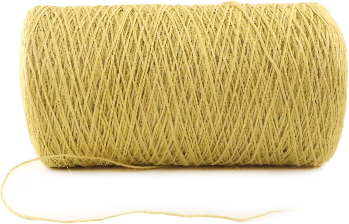 1mm x 1000 Feet Yellow Jute Rope, Twine for Gardening Tomato Climbing Plant Tie Floristry Crafts Gift Wrapping Packing Decor