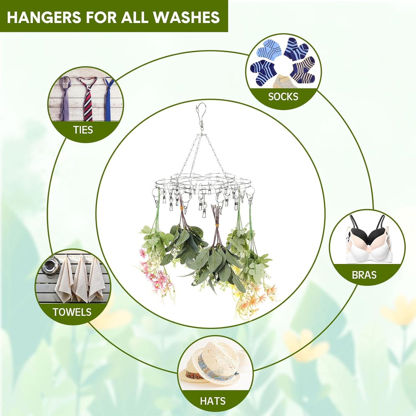 Bokon 4 Pcs Hanging Drying Rack for Herb Macrame Flower with Stainless Clip Dryer Hook for Drying Herb Air Plants Spices Flower Hydroponic Plant Ready to Use with Ceiling Hook(Plum Shape)