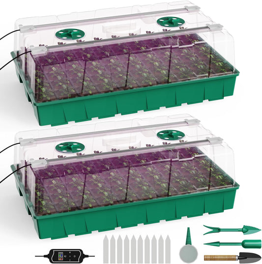 120 Cell Seed Starter Tray, Seed Starter Kit with Growth Light, 3.54-inch Humidity Dome Seedling Germinatio Starter Kit, Indoor Seed Germination Tray for Seed Reproduction and Seed Initiation