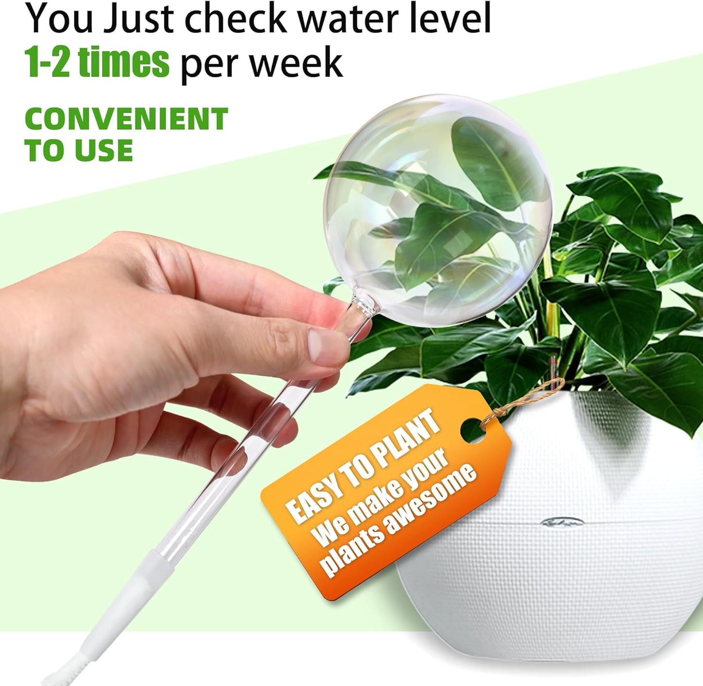 13oz Self Watering Globes (4 Pack),Large Glass Plant Water Bulbs for Vacation, Automatic Drip Irrigation,Iridescent Rainbow Watering Stakes for Indoor & Outdoor Plants (Up to 2 Weeks Hydration)