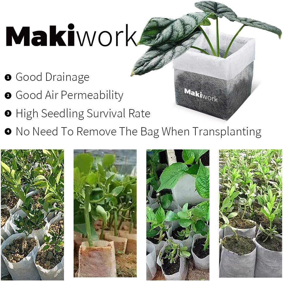 50 Pcs Non-Woven Plant Nursery Bags, Outdoor Plant Seeding Bags, Seedling Pots Container, Fabric Seedling Pots Plants Pouch, 11.02” x 11.02”/28x28cm