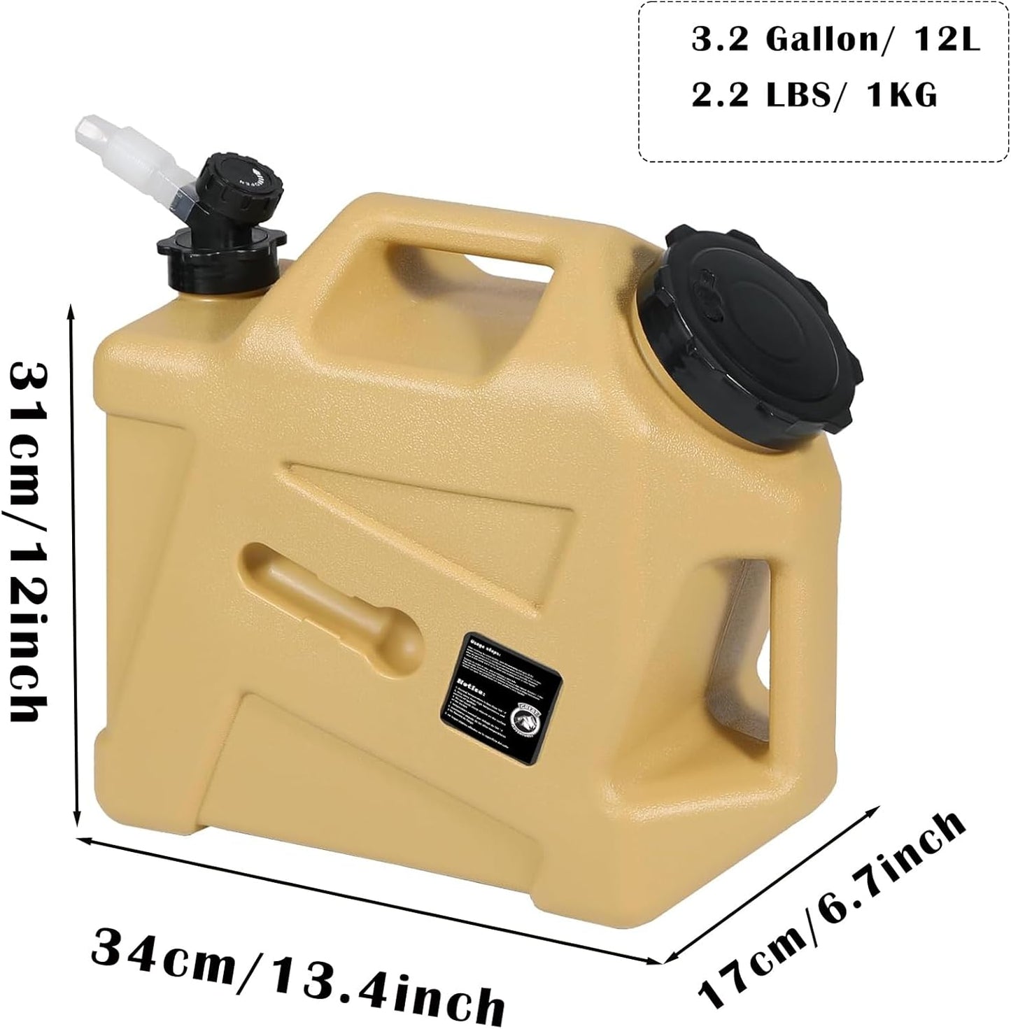 3.2 Gallon Water Jug with Spigot, BPA Free Leak-Proof Camping Water Container, Portable Emergency Water Storage for Outdoor Hiking, Home Use, Camping Essentials