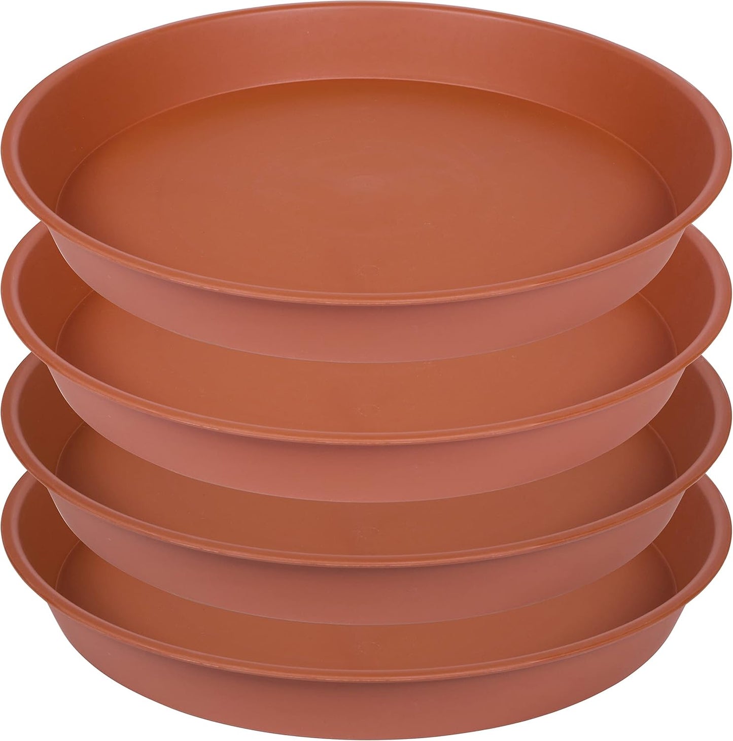 4 Pack of 16 inch Plant Saucer, Heavy Duty Plastic Saucer 16" Round, Plant Trays for Pots, Flower Plant Saucers for Indoors, Plant Trays for Planter 14"/15"/16" (16 inch, Terracotta)