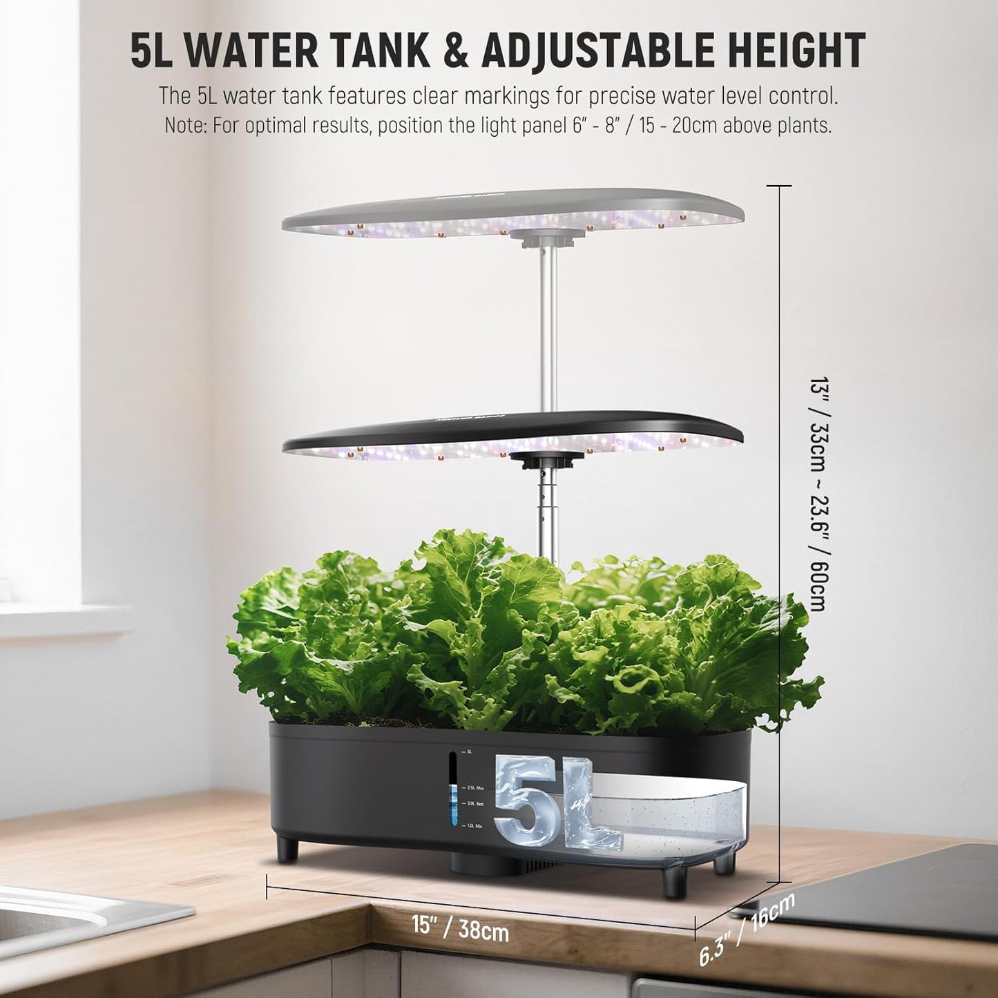 NEEWER Basics Silent Aeroponics Growing System Kit, Hydroponics with Atomization Tech LED Grow Light 3 Modes 15 Seed Pods Timer LCD, Indoor Gardening Plant Food Vegetable Herb Garden Planter, HGS02