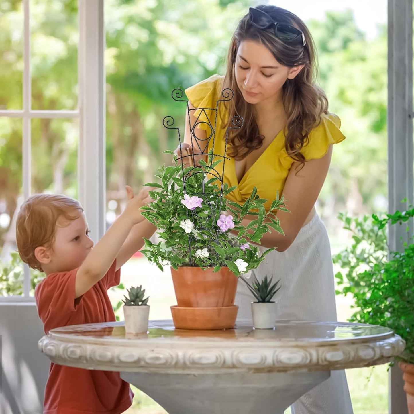 Indoor Plant Trellis for Climbing Plants 2 Pack Small Garden Metal Support for Potted Plants Flowers Houseplants for Outdoor