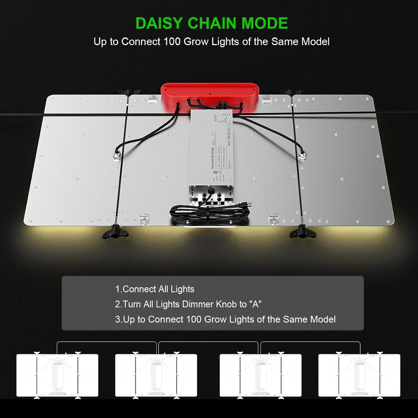 AGLEX K4000 LED Grow Light, 2024 Upgraded Grow Light with Daisy Chain & Dimmable, Full Spectrum Plant Grow Lights for Hydroponic Indoor Plants Seeding Veg Flower Growing Lamps 5X6 FT Grow Tent