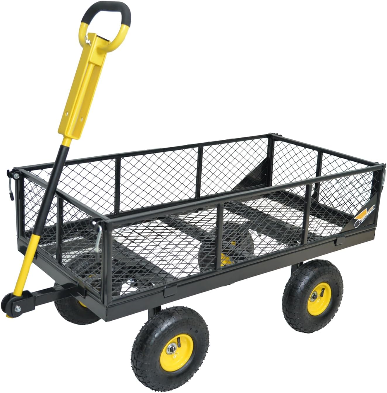 950 lbs Steel Garden Cart, Heavy Duty Yard Utility Wagon with 10" Pneumatic Tires, Removable Mesh Sides and 180° Rotating Anti-Slip 2-in-1 Convertible Handle