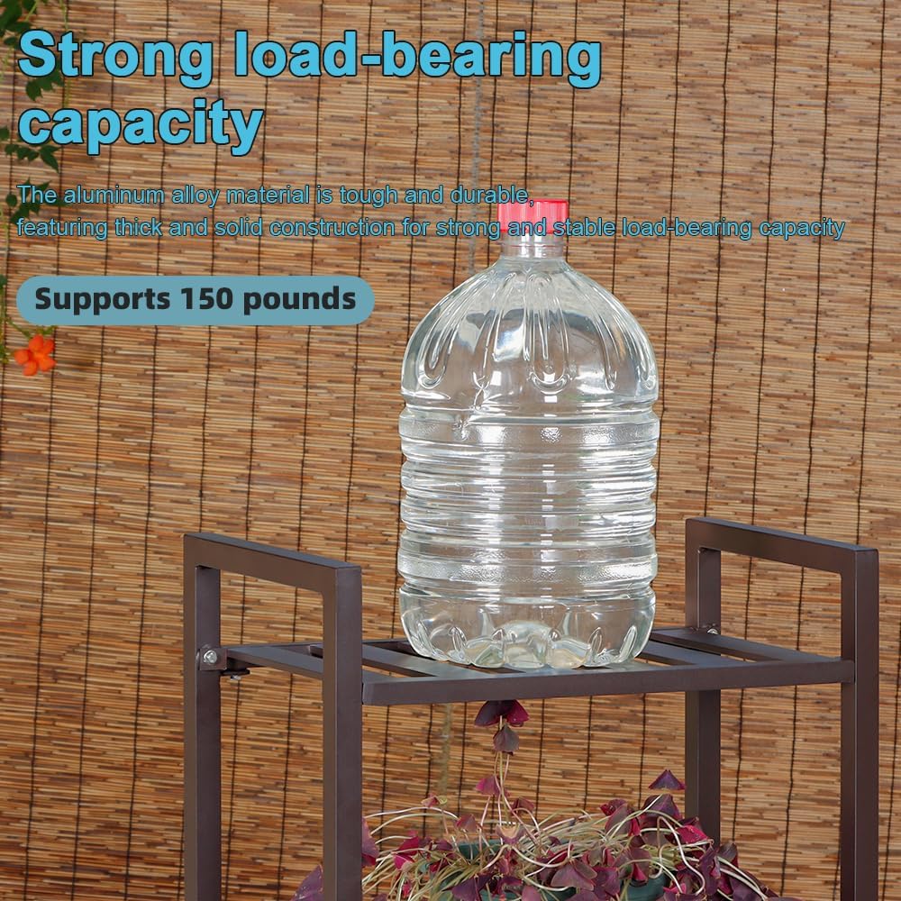 Plant Stand for Versatile Decor - Indoor/Outdoor Aluminum Stand with 300 LBS Strength, Sized L21.6 x W11.8 x H38.5 inch - Perfect for Patios, Gardens, Living Rooms